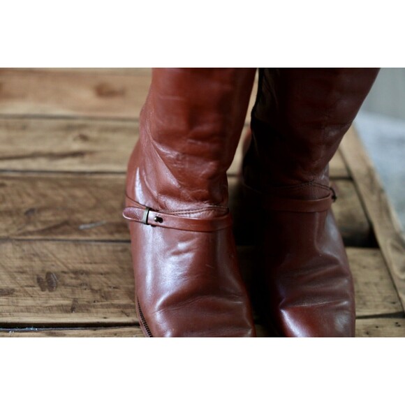 Vtg. 70s 3602 Brown Knee High Leather Festival Boots 7 - Picture 3 of 8